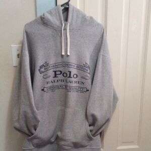Polo By Ralph Lauren XXL Grey Hoodie Navy Lettering Gently Worn No Piling🔥🔥